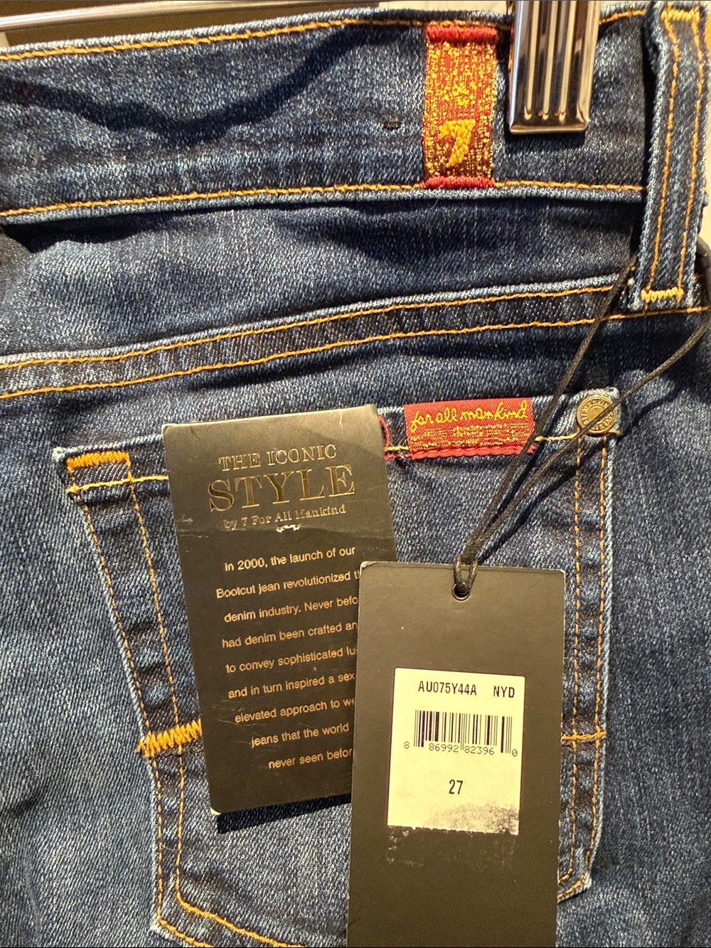 7 For All Mankind Indigo Denim Jeans with Red Tab